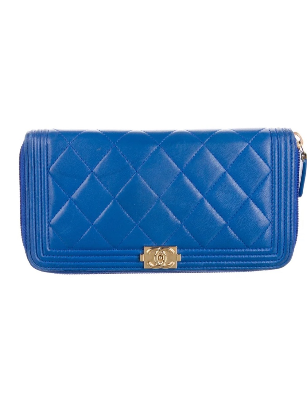 CHANEL Boy 2015-2016 Interlocking CC Logo Continental Wallet!Very Good Condition